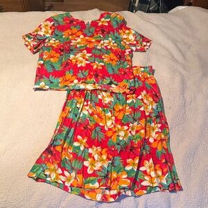 Ty Red and Green Floral Garment